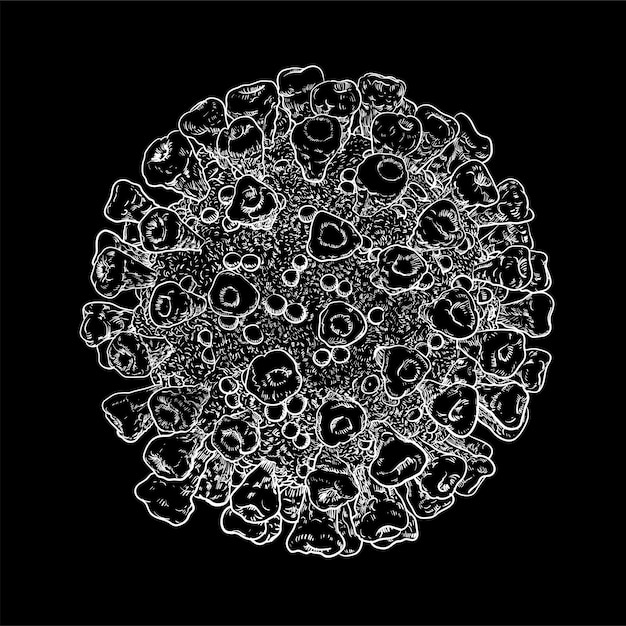 Vector line art coronavirus19 on black background