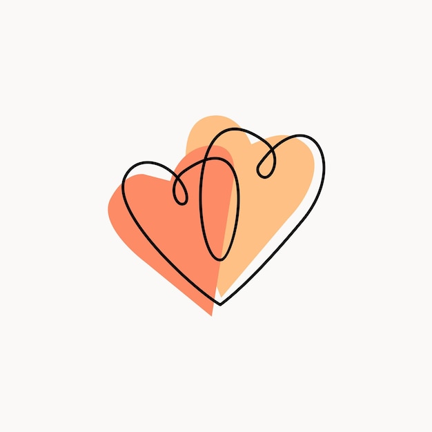 Line art couple heart symbol of love background