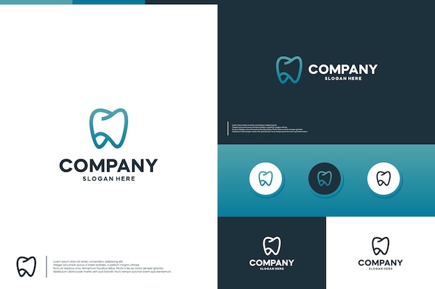 line art dental logo oral healthy care logo design template