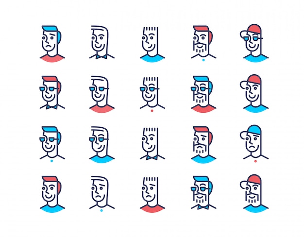 Line art design men icon set