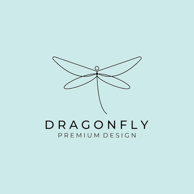 Line art dragonfly logo vector illustration design