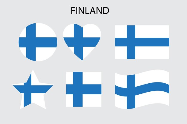 Vector line art flag of finland figures geometric design vector illustration