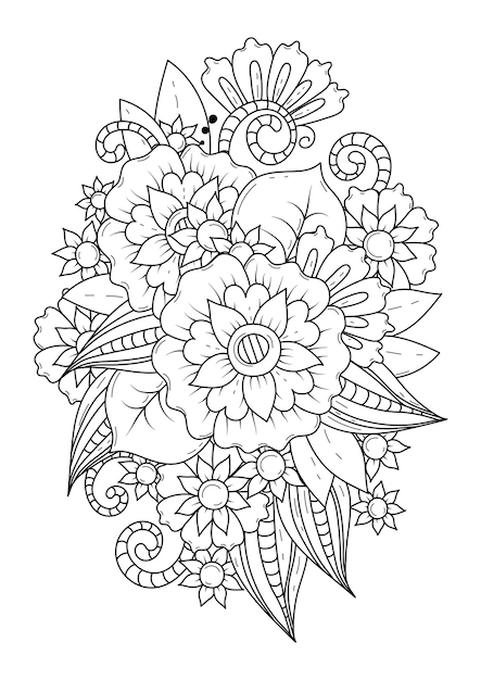 Line art floral Coloring page.