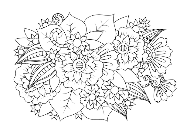 Line art floral Coloring page.