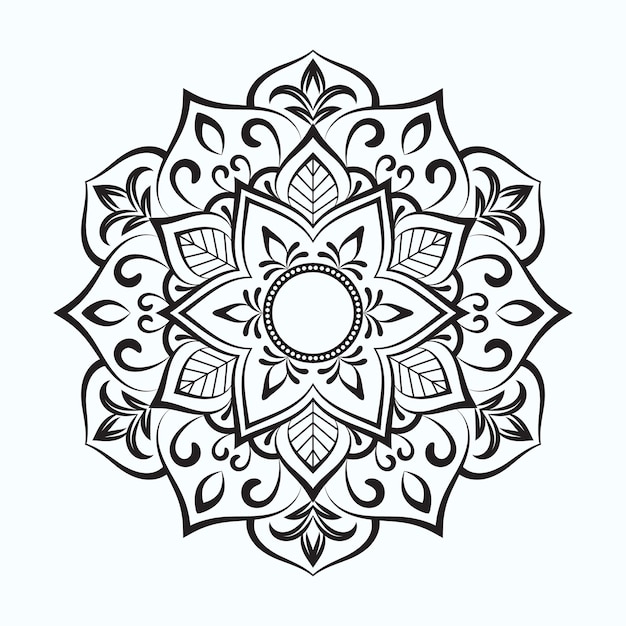 Line art floral Mandala design black and white