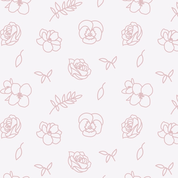 Line art floral pattern