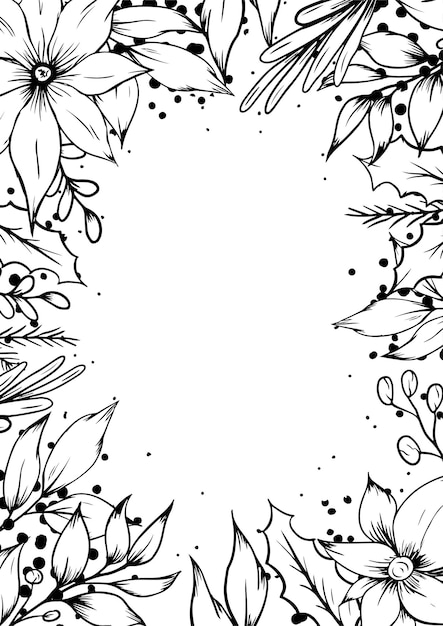 Line art flower frame border decoration