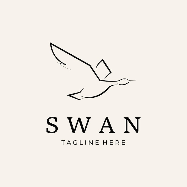 Line art Flying duck goose swan logo