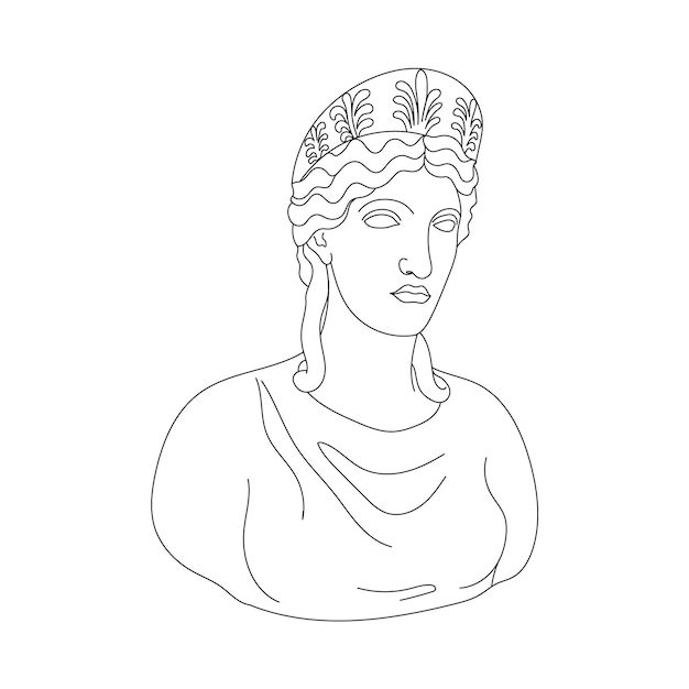 Line Art Greek Sculpture of Beautiful Woman Aesthetic statues