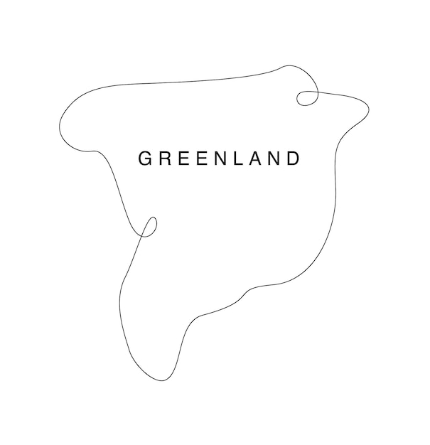 Line art Greenland map. continuous line Denmark map. vector illustration. single line north map.