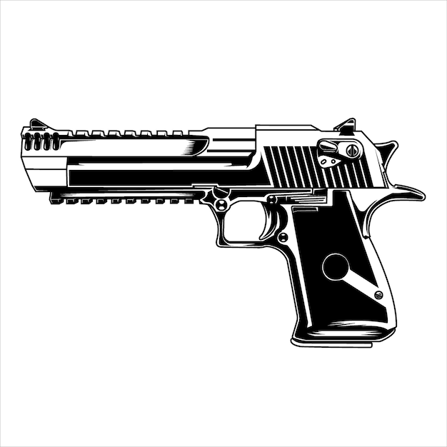 line art guns desert eagle on white beground