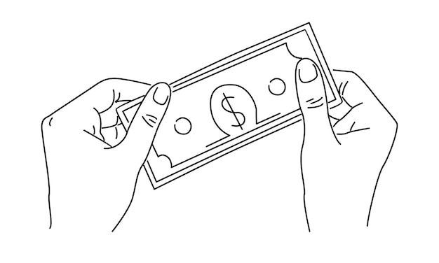 line art of hand holding money