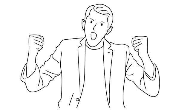 line art of happy businessman