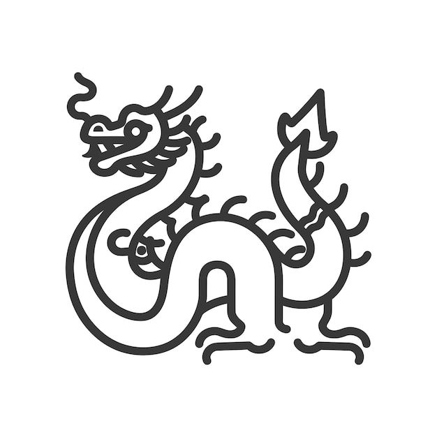 Vector line art illustration of a chinese dragon