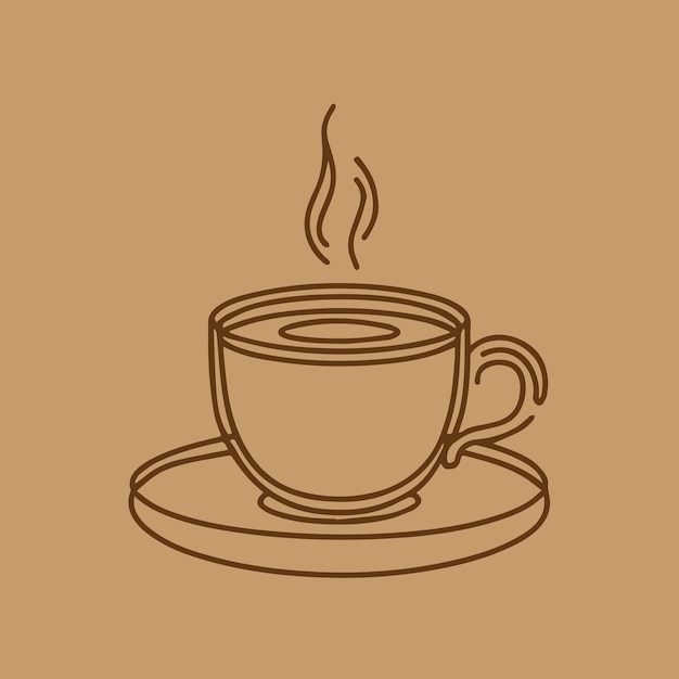 The line art illustration of a coffee cup with a saucer