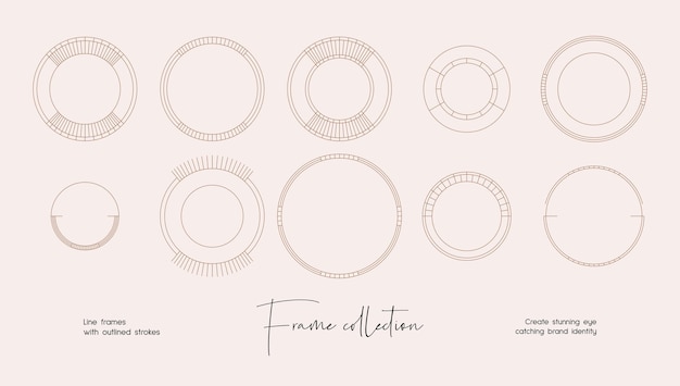 Line art illustration collection of decorative vector frames for branding or logo