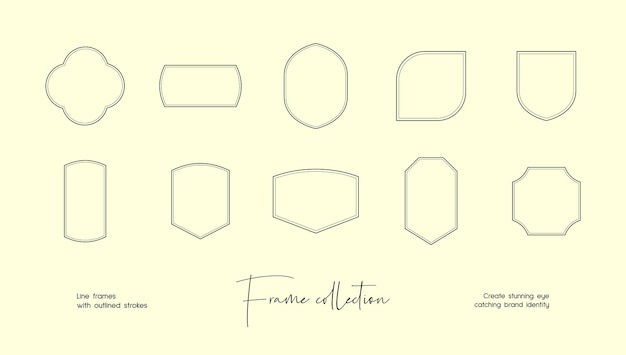 Line art illustration collection of decorative vector frames for branding or logo