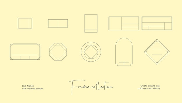 Line art illustration collection of decorative vector frames for branding or logo