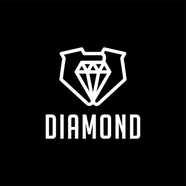 Line art Jewelry Diamond on Hand Symbol Logo Design