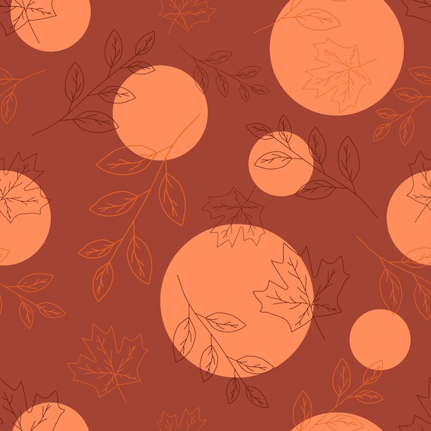 Line Art Leaves Seamless Pattern for Autumn Event