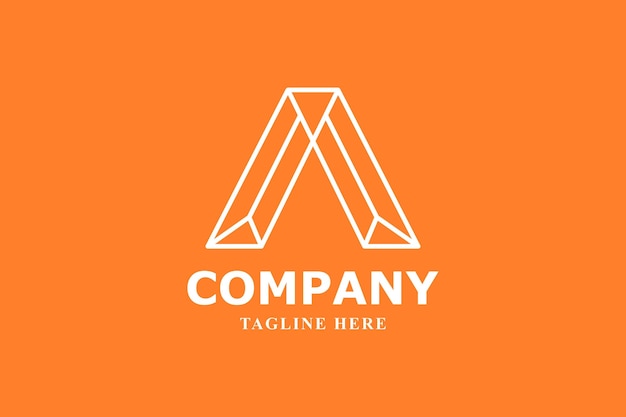 a line art letter logo with an orange background