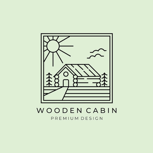 Line art logo cabin vector illustration design cottage minimalist logo design