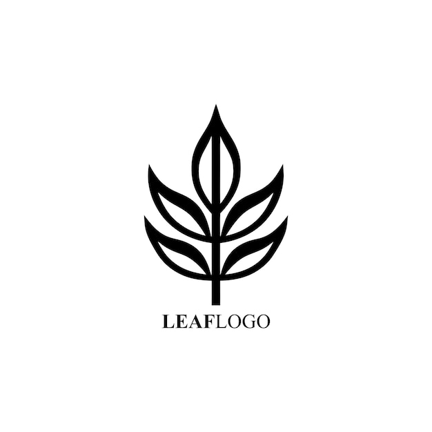 Line art logo of a leaf