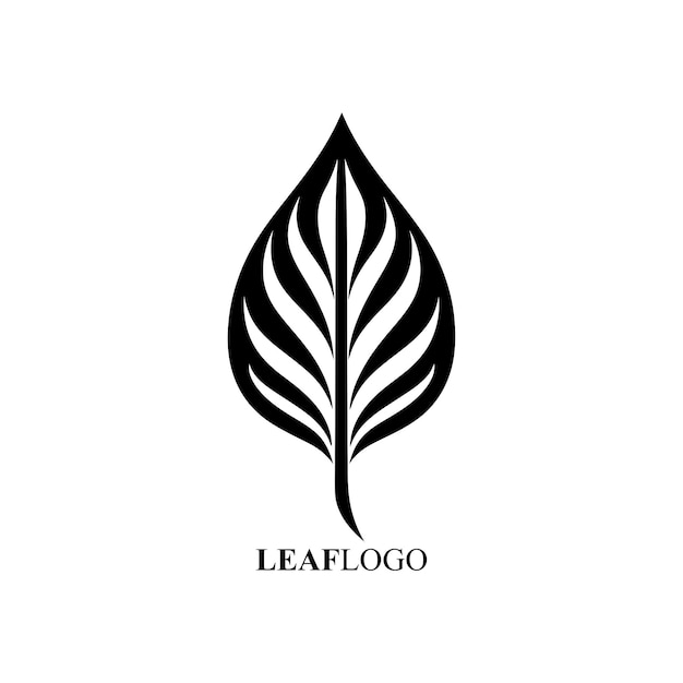 Vector line art logo of a leaf