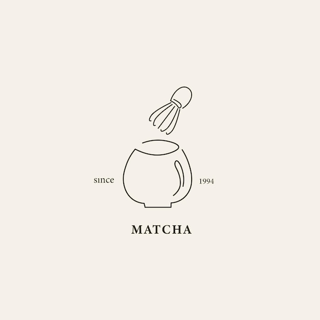 Line art matcha tea logo