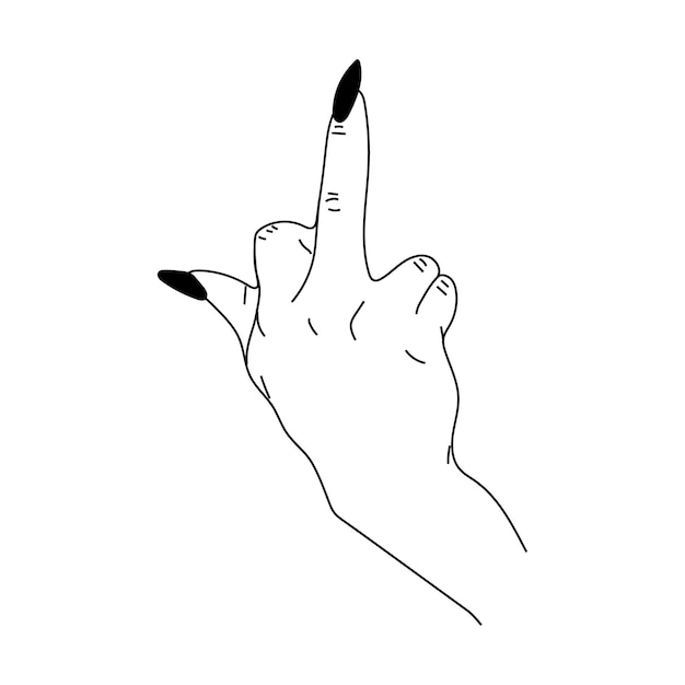 Line art middle finger hand drawn sign. One line Vector pencil sketch illustration of fuck you