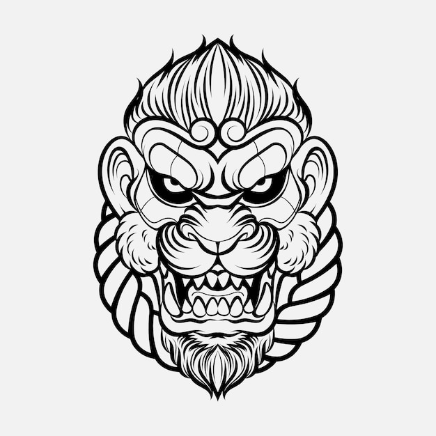 Line art of monkey head monkey head tattoo