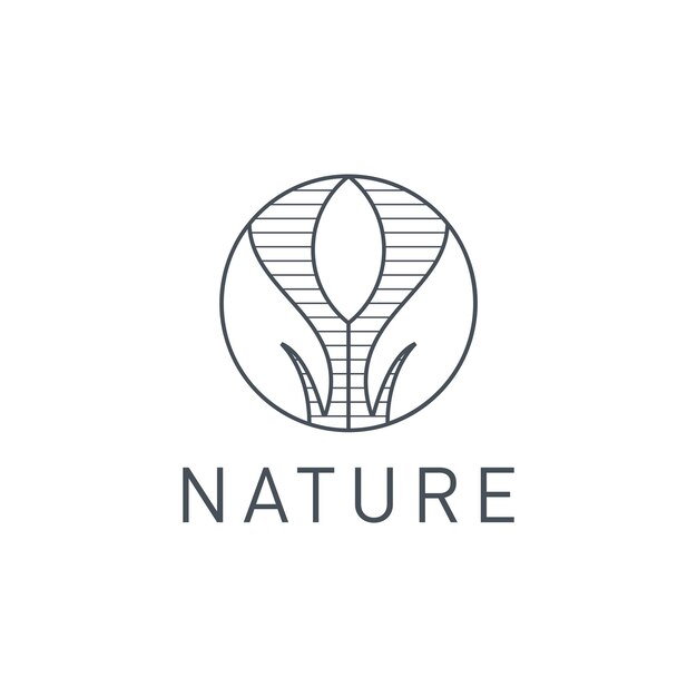 Line art nature vintage logo design