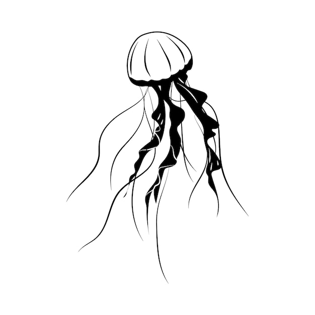 Line art one line jellyfish for decoration design Black line vector illustration