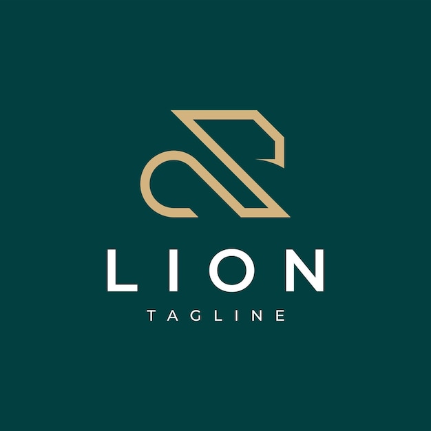 Line art outline lion logo design