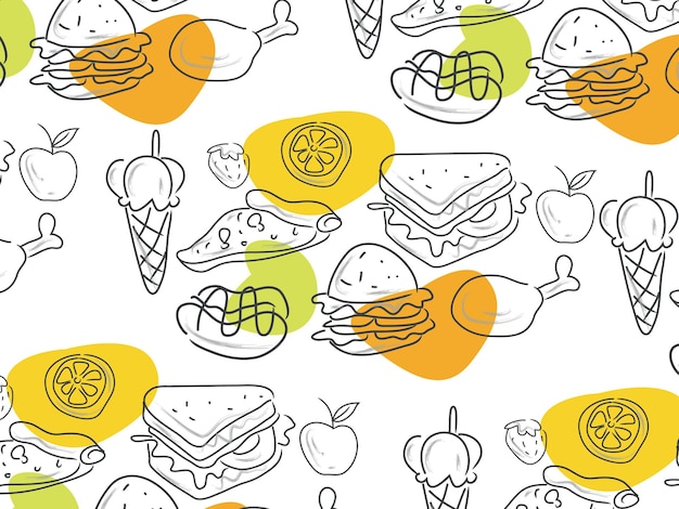 line art pattern of food