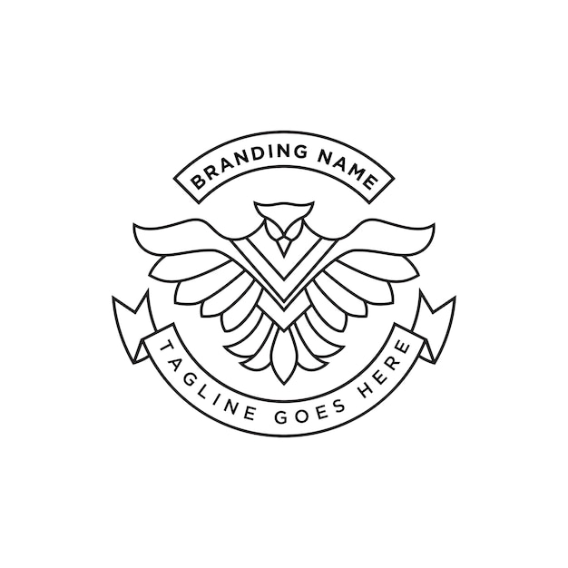 line art phoenix logo premium vector