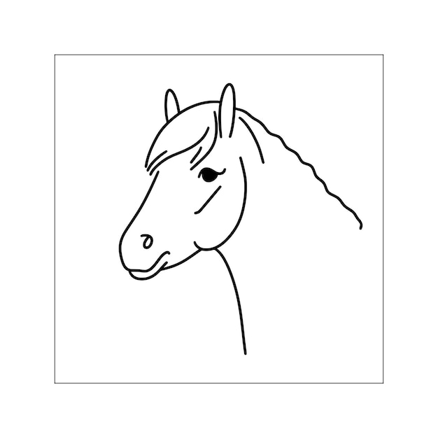 Line art portrait of a cute pony