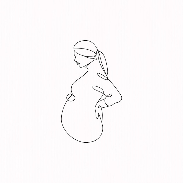 Line art of pregnant mother for happy mothers day