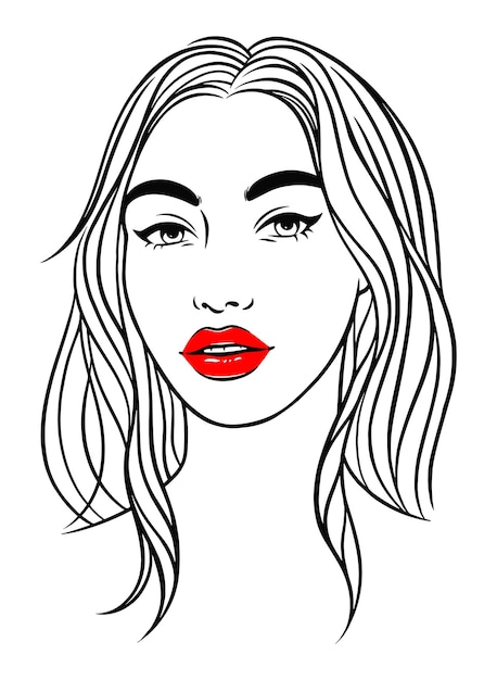 Line art simple woman portrait