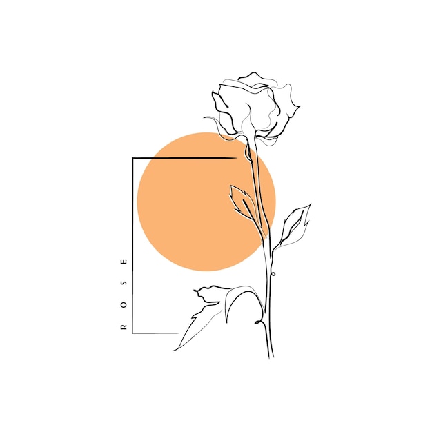 Vector line art of a single rose