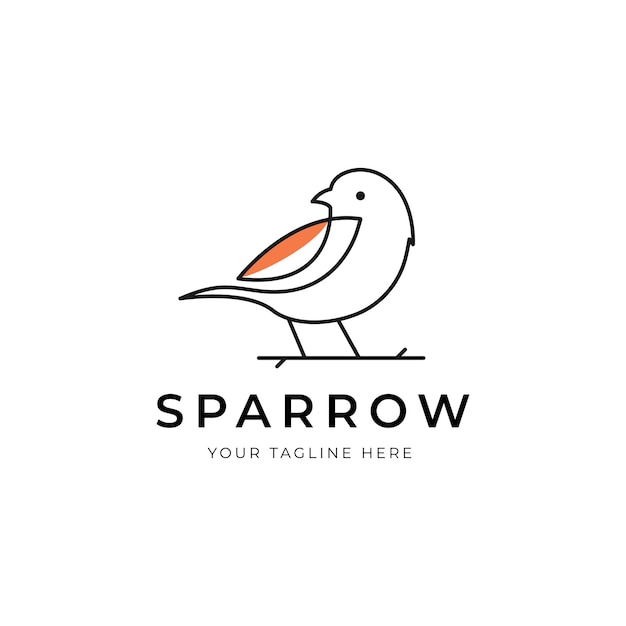 Line art sparrow bird logo vector illustration design minimalist bird icon symbol