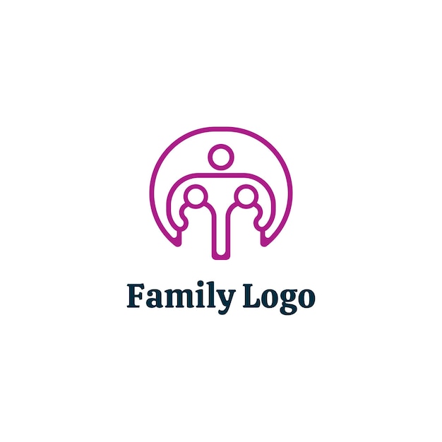 Line Art Style Family Logo Template