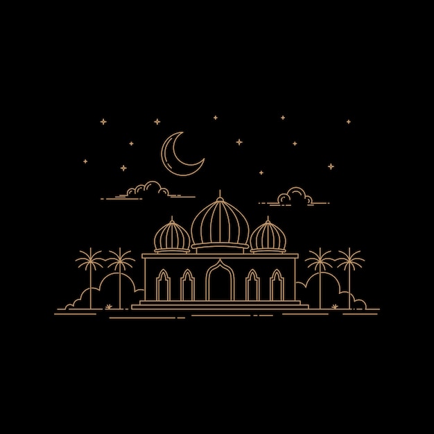 Line art style mosque design