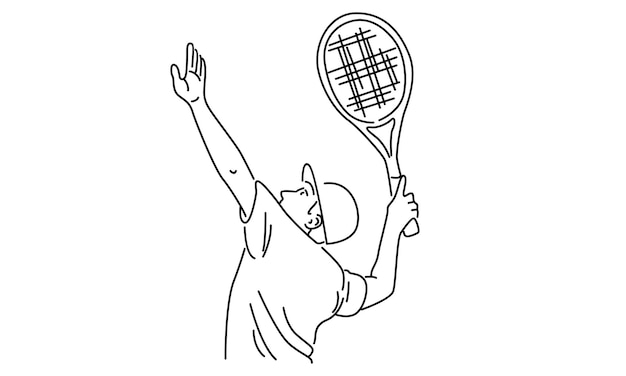 line art of tennis player vector illustration