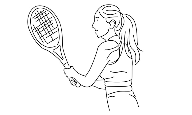 line art of woman tennis player