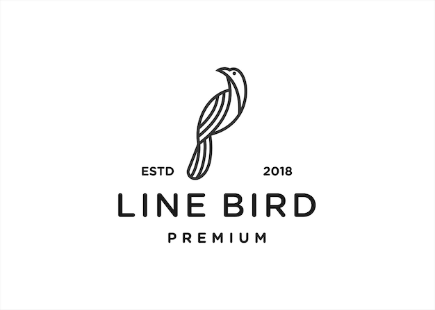 line bird logo design vector illustration