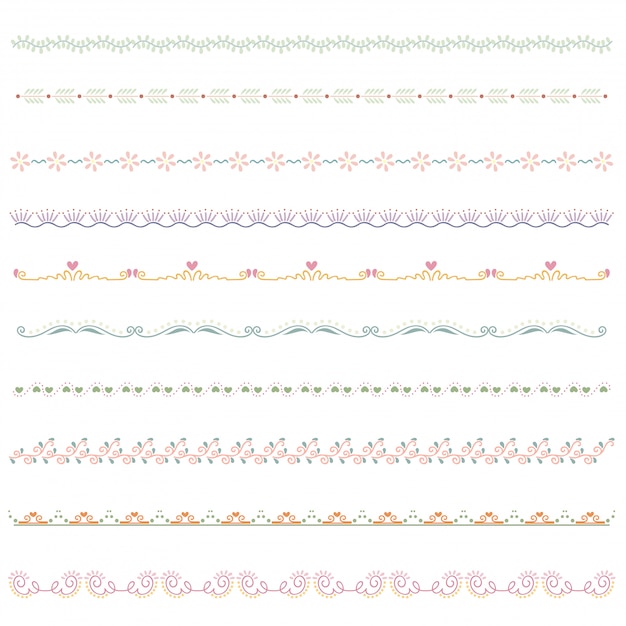 Vector line border set and scribble design element.