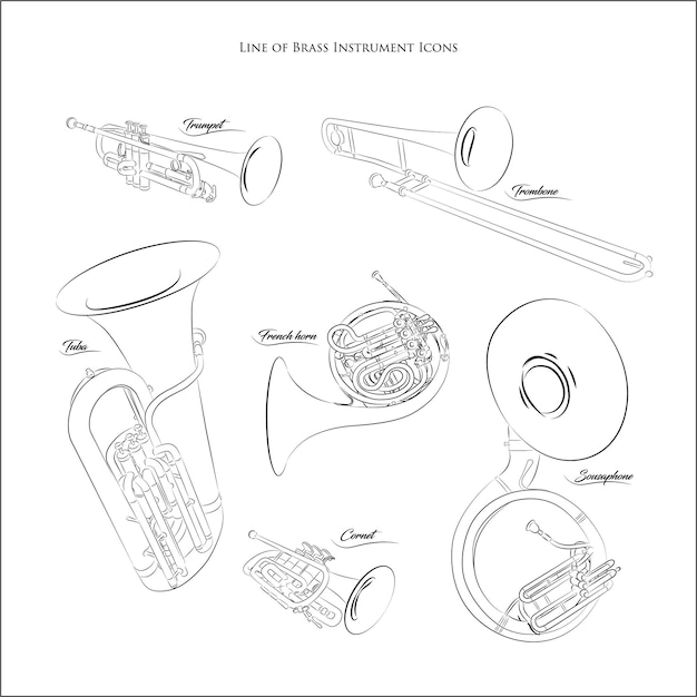 Line of brass instrument icons