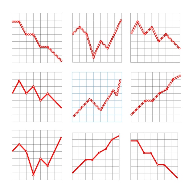 Line business graphs showing performance and sales