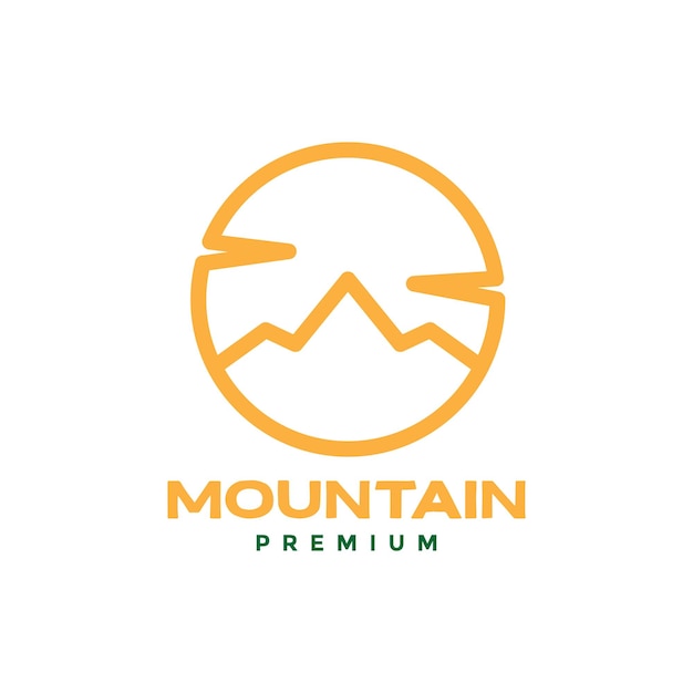 Line colored circle with mountain simple logo design vector graphic symbol icon illustration